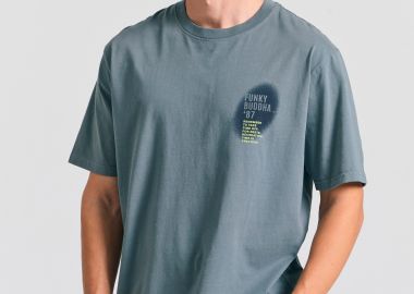 Relaxed fit t-shirt με paint brushed τύπωμα - FUNKY BUDDHA - 