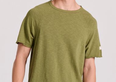 Relaxed fit t-shirt με raglan μανίκι και raw cuts - FUNKY BUDDHA - 