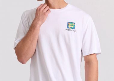 Relaxed fit t-shirt με retro τύπωμα στην πλάτη - FUNKY BUDDHA - 