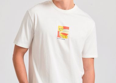 Relaxed fit t-shirt με retro τύπωμα στην πλάτη - FUNKY BUDDHA - 