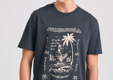 Relaxed fit t-shirt με tropical τύπωμα - FUNKY BUDDHA - 
