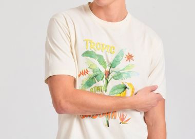Relaxed fit t-shirt με tropical τύπωμα - FUNKY BUDDHA - 