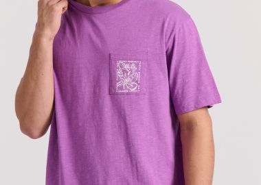 Relaxed fit t-shirt με tropical τύπωμα στην πλάτη - FUNKY BUDDHA - 