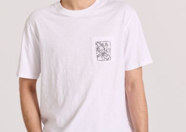 Relaxed fit t-shirt με tropical τύπωμα στην πλάτη - FUNKY BUDDHA - 