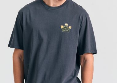 Relaxed fit t-shirt με tropical τύπωμα στην πλάτη - FUNKY BUDDHA - 