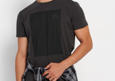 Relaxed fit t-shirt με τύπωμα στο στήθος - FUNKY BUDDHA - 