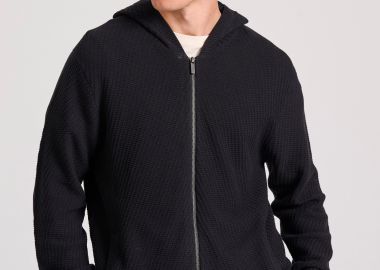 Relaxed fit ζακέτα με ανάγλυφη υφή και κουκούλα - FUNKY BUDDHA - 