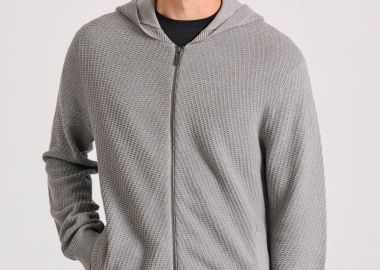 Relaxed fit ζακέτα με ανάγλυφη υφή και κουκούλα - FUNKY BUDDHA - 