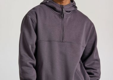 Relaxed half-zip φούτερ με τύπωμα στην πλάτη - FUNKY BUDDHA - 