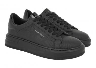 Renato Garini Ανδρικά παπούτσια Sneakers 700-068 Μαύρο Στάμπα Μαύρο Βέρνι V5700068252V - Renato Garini - 