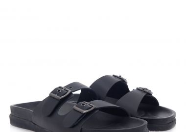 Renato Garini Ανδρικά Πέδιλα Παντόφλες 43W-498 Mαύρο Δέρμα O543W4981002 - Renato Garini - 