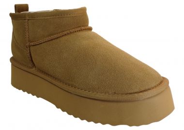 Renato Garini Γυναικεία Μποτάκια casual Γούνα 32E-803 Καμηλό Καστόρι V332E8032416 - Renato Garini - 