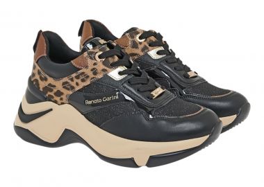 Renato Garini Γυναικεία Παπούτσια Sneakers 164-19R Μαύρο Λεοπάρ Μπρονζέ V119R16440T7 - Renato Garini - 