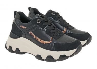 Renato Garini Γυναικεία Παπούτσια Sneakers 208-19R Μαύρο Φίδι Λεοπάρ V119R208301K - Renato Garini - 