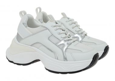 Renato Garini Γυναικεία Παπούτσια Sneakers 245-19R Λευκό MESH Ασημί W119R24535A7 - Renato Garini - 