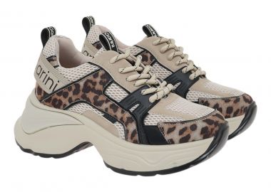 Renato Garini Γυναικεία Παπούτσια Sneakers 245-19R Μπέζ Λεοπάρ W119R2453F42 - Renato Garini - 