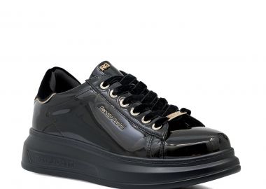 Renato Garini Γυναικεία Παπούτσια Sneakers 258-19R Μαύρο Βερνί Πλατίνα V119R25827E4 - Renato Garini - 