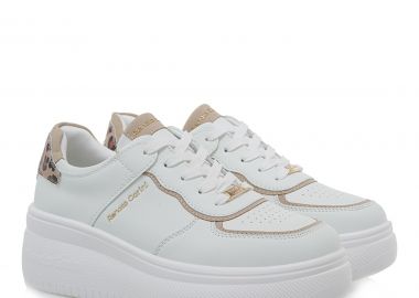 Renato Garini Γυναικεία Παπούτσια Sneakers 577-19R Λευκό Μπέζ Λεοπάρ U119R577366K - Renato Garini - 