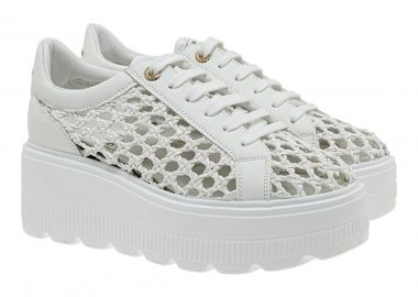 Renato Garini Γυναικεία Παπούτσια Sneakers 611-19R Λευκό Πλεκτό W119R611326M - Renato Garini - 