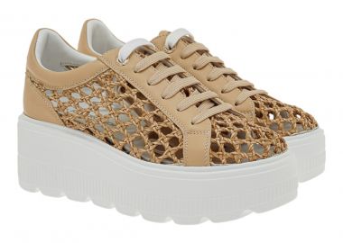 Renato Garini Γυναικεία Παπούτσια Sneakers 611-19R Μπέζ Πλεκτό W119R6113586 - Renato Garini - 