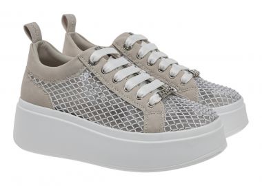 Renato Garini Γυναικεία Παπούτσια Sneakers 615-19R Off White Φιλτιρέ Στρας W119R61534V4 - Renato Garini - 