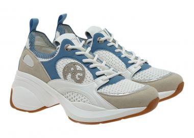 Renato Garini Γυναικεία Παπούτσια Sneakers 650-19R Λευκό Σιέλ W119R6503481 - Renato Garini - 