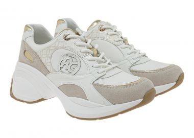Renato Garini Γυναικεία Παπούτσια Sneakers 651-19R Λευκό Πάγος Πλατίνα Στάμπα W119R65131W6 - Renato Garini - 