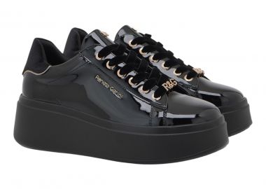 Renato Garini Γυναικεία Παπούτσια Sneakers 885-19R Μαύρο Βερνί Μαύρο Βελούδο V119R885322X - Renato Garini - 