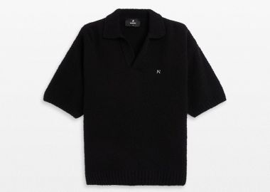 REPRESENT Ανδρικό Μαύρο Boucle Textured Knit Polo - REPRESENT - 