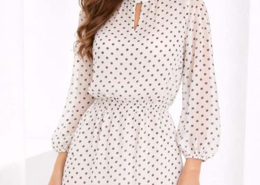 retro αέρινο πουά φόρεμα Cordelia λευκό - PerfectDress.gr - 