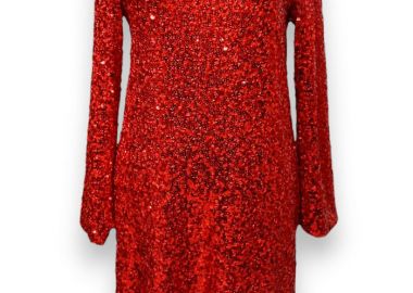 retro chic φόρεμα παγιέτα Kika Glam red - PerfectDress.gr - 