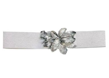 retro ελαστική ζώνη Golden Flower ασημί - PerfectDress.gr - 