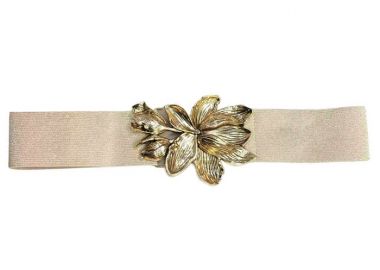 retro ελαστική ζώνη Golden Flower χρυσό - PerfectDress.gr - 