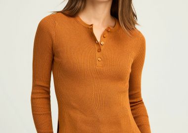 Rib πλεκτό με henley λαιμόκοψη - FUNKY BUDDHA - 