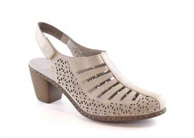 Rieker W RKR49B leather highheeled sandals beige - Rieker - 