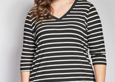 Ριγέ μπλούζα μαρινιέρα με τελείωμα δαντέλας -  - 