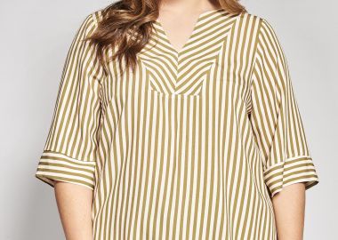 Ριγέ μπλούζα με V λαιμόκοψη -  - 