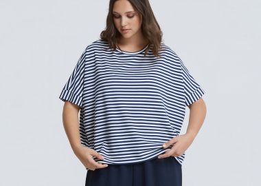 Ριγέ μπλούζα σε boxy γραμμή - MAT FASHION - 