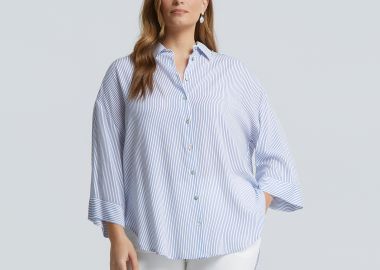 Ριγέ πουκάμισο βισκόζη - MAT FASHION - 