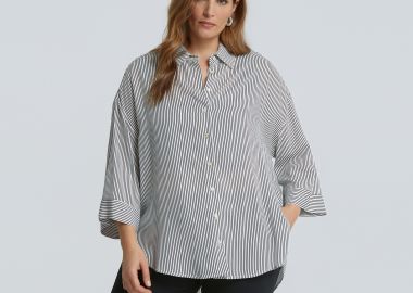 Ριγέ πουκάμισο βισκόζη - MAT FASHION - 