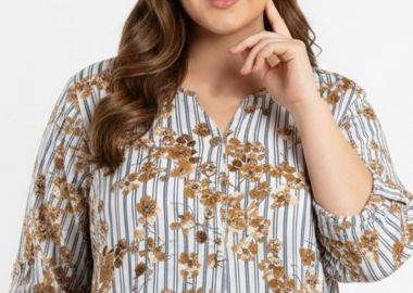 Ριγέ τουνίκ με λουλούδια -  - 