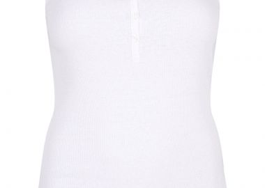 Ριμπ αμάνικο τοπ με κουμπιά σε λευκό χρώμα -  - 