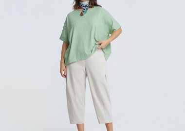 Ριμπ μπλούζα σε boxy γραμμή - MAT FASHION - 