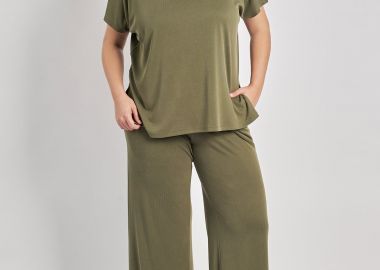 Ριπ παντελόνα με κορδόνι -  - 