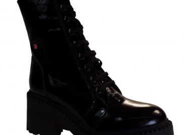 Robinson Γυναικεία Μποτάκια Αρβυλάκια 111743 Μαύρο Λουστρίνι Δέρμα - Fratelli Robinson - 