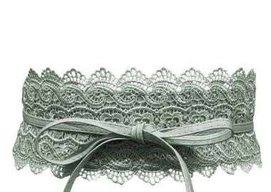 romantic obi ζώνη από δαντέλα και δερματίνη σε χακί - PerfectDress.gr - 