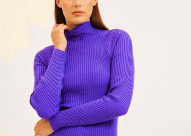 Rosaceae ριμπ γυναικεία μπλούζα μοβ - SOU - 