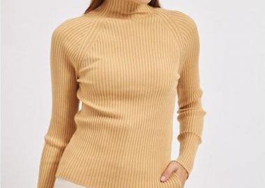 Rosaceae ριμπ γυναικεία μπλούζα μπεζ - SOU - 