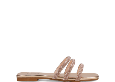 Ροζ χρυσό σανδάλι με στρας - MIGATO - 