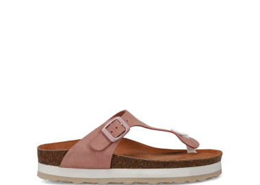 Ροζ δερμάτινο δίχαλο σανδάλι footbed - MIGATO - 